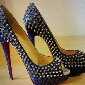 Nine West Blue and Silver Studded Heels